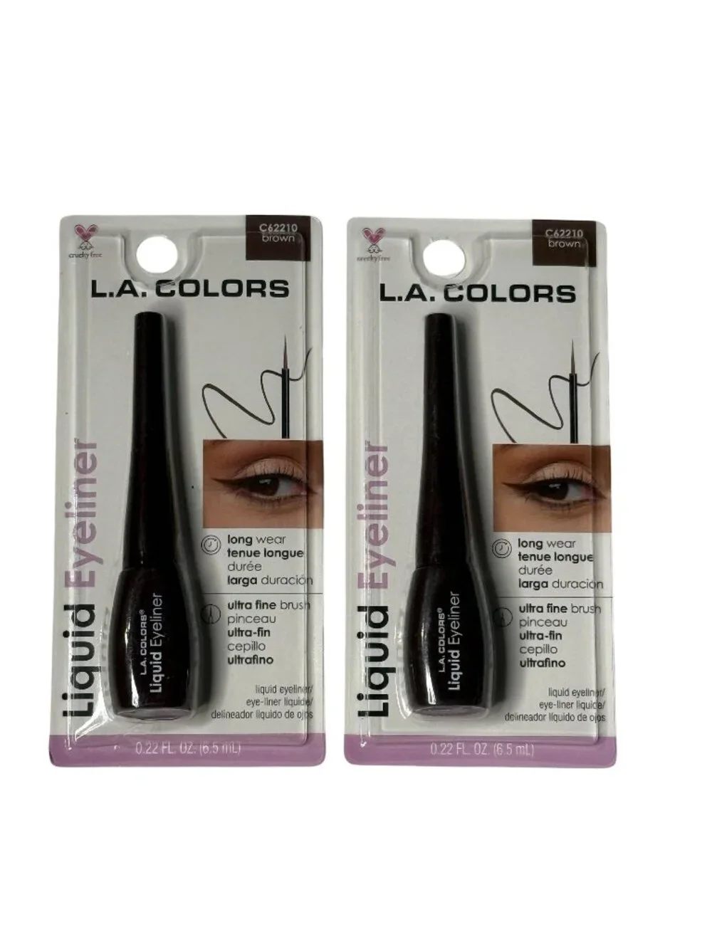 LA Colors Liquid Eyeliner Brown C62210 Long Wear 2 Pack New